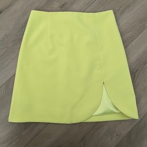 Neon yellow Bardot mini skirt